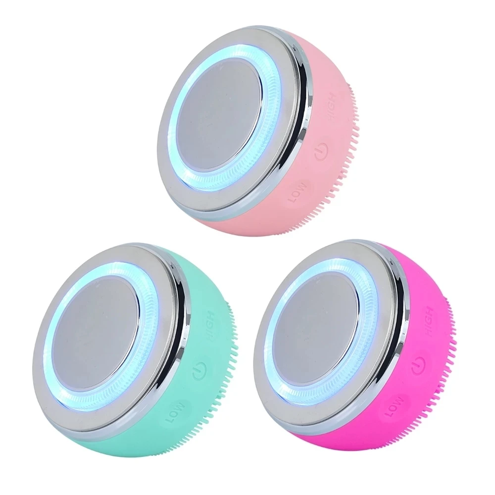 

Electric Luxury Sonic Silicone Beauty Facial Silicon Face Wash Cleansing Cleaner Exfoliating Scrub Brush Small Cleanser With Led