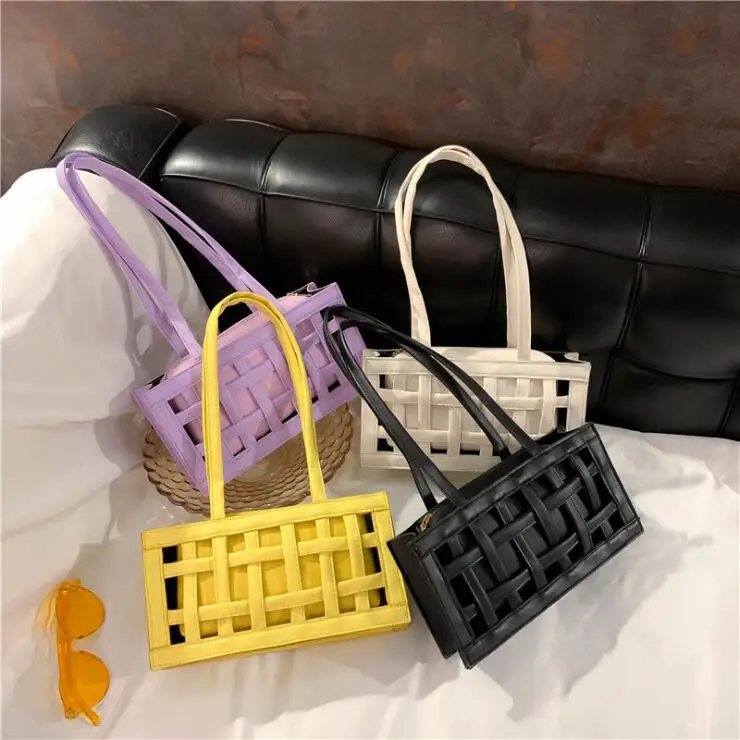 

Fashion Leather Knitting Sling Handbags Lady Shoulder Luxury Handbags For Women Purses, 4 color