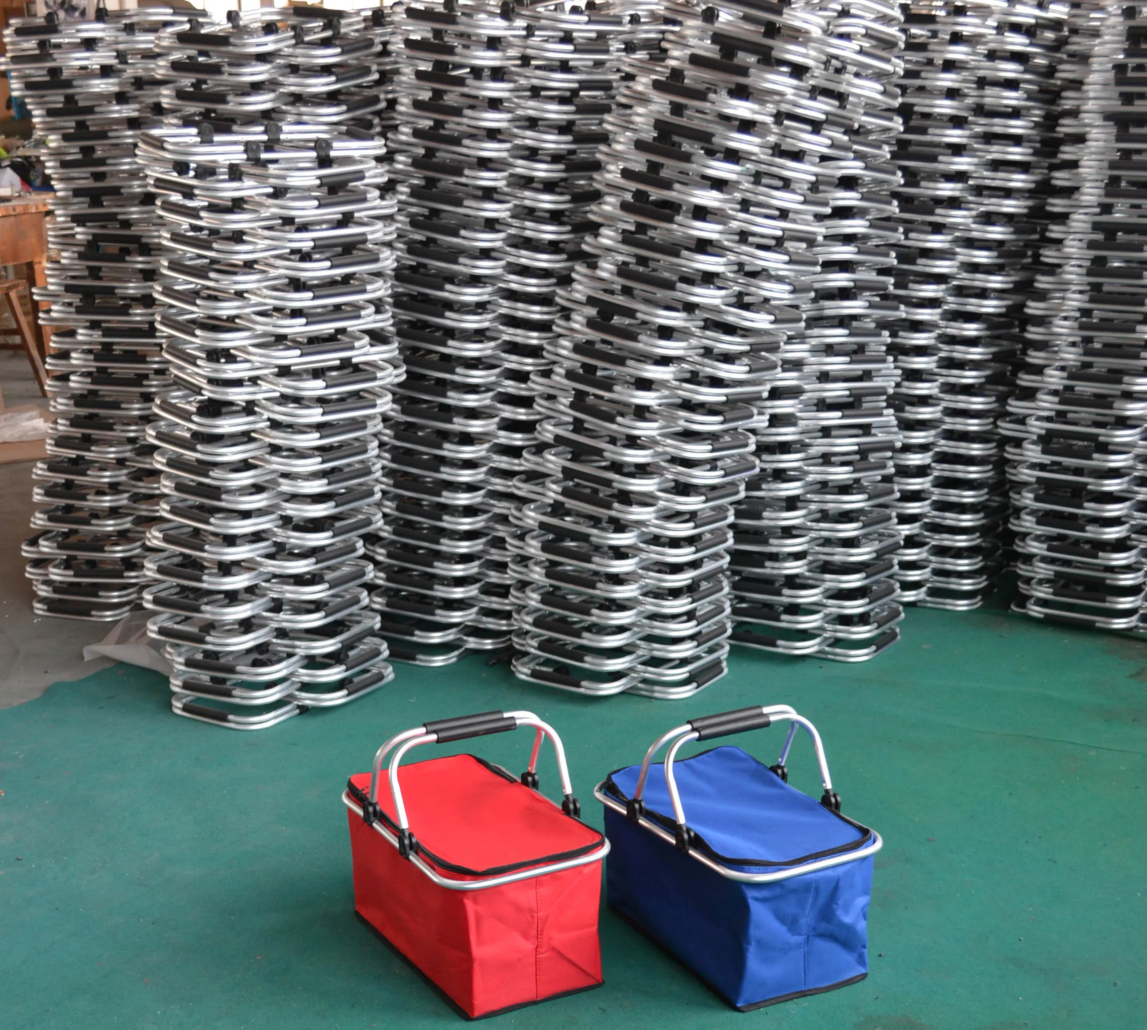
aluminium foldable shopping basket Small folding canvas shopping basket for sale shopping hand basket 