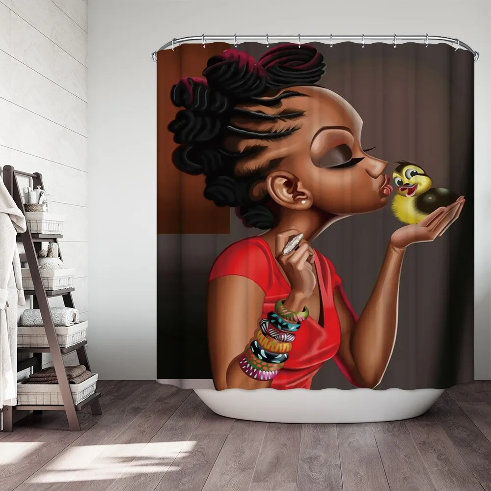 

arrivals waterproof classy colorful Africa girl bathroom fancy shower curtains