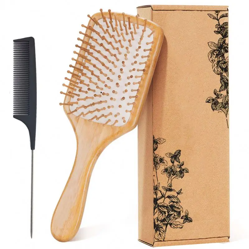 

High Qulaitythe Green Brush Style & Detangle Hair Brush 100% Premium Bamboo Pin Pure Bamboo Handle Medium Paddle