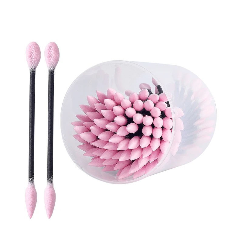 

Hot Sale 180 Pointed Round And Tip Head Q Tips Cotton Swabs For Makeup, Black/pink