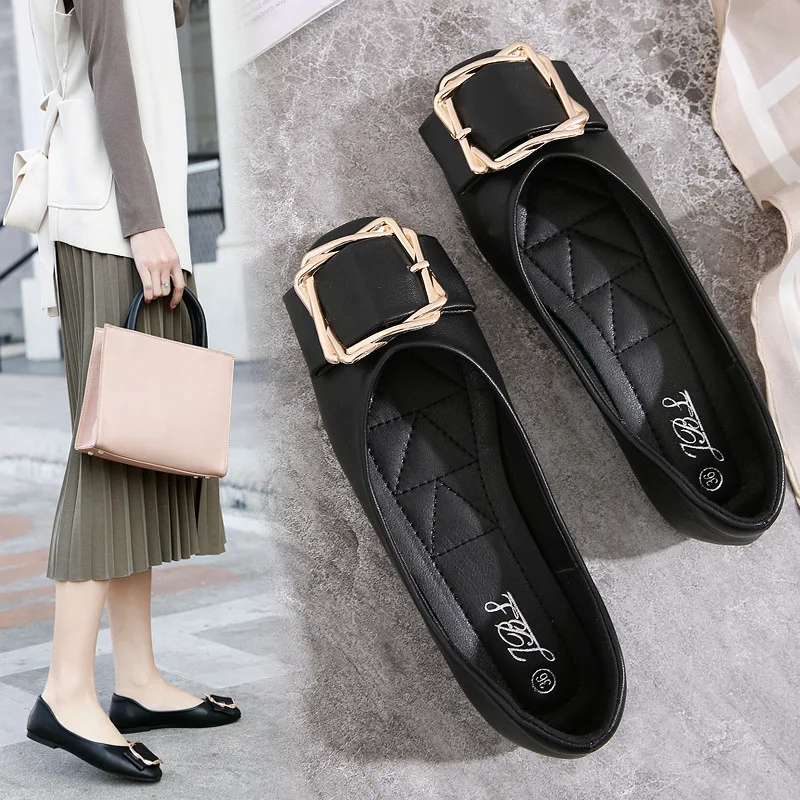 

New Ladies Pu Leather Shoes Large Size Flat Women's Casual Shoes