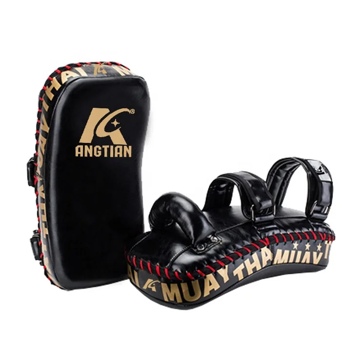 

ANGTIAN Factory Wholesale Hot Selling High Quality Kick Boxing Thai Pads Strike Shield Arm Pads Gold Punching MMA Focus Pads