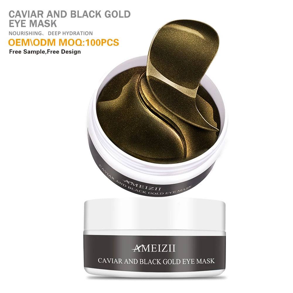 

Custom Logo Natural Caviar Black Eye Mask Wrinkle Remover Eyemask Parches Para Ojos Hydrogel Collagen Eye Patch Under Eye Mask