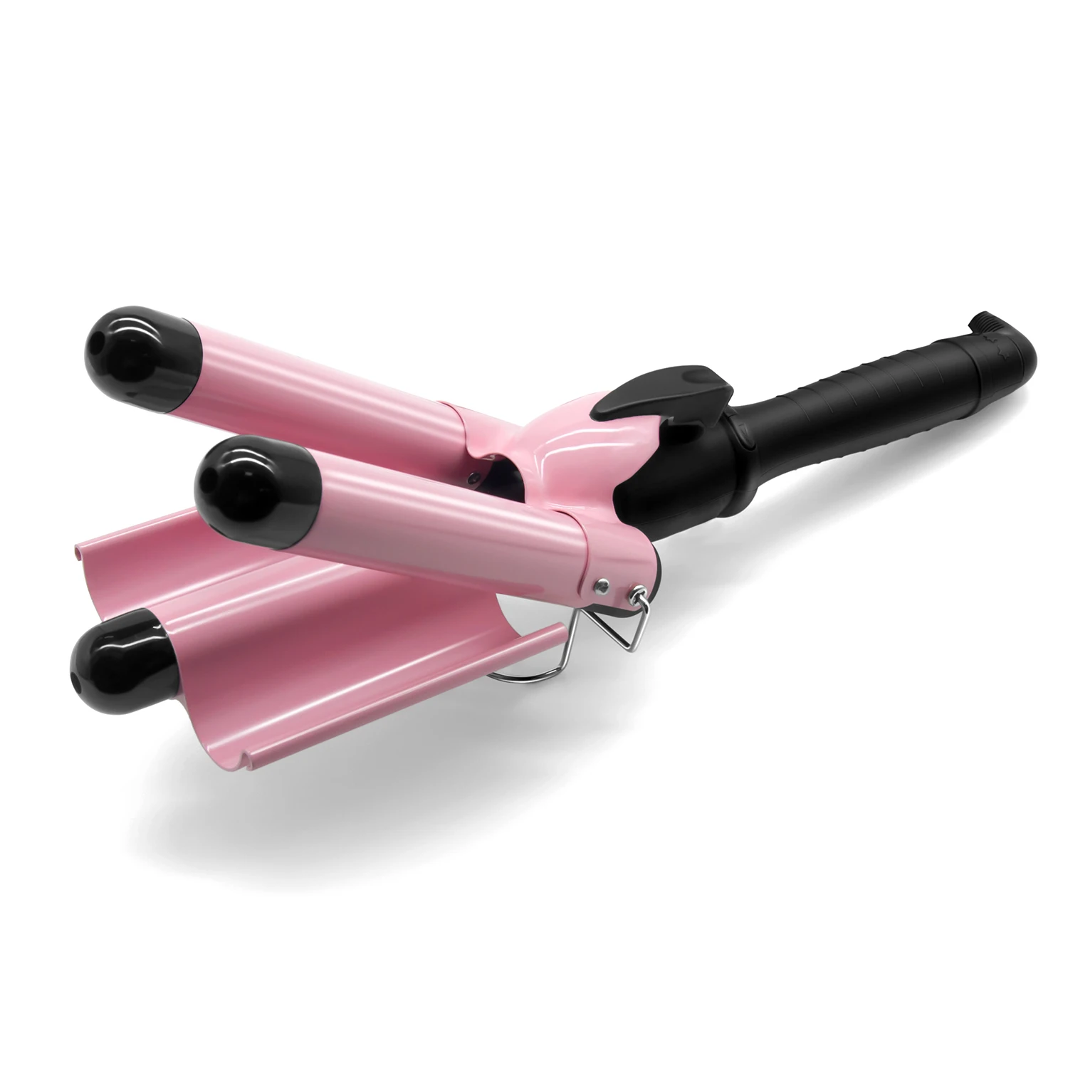 

Temperature Adjustable 25mm Hair Waver Curling Iron Ceramic Tourmaline Triple Barrels Hair Curling Iron 3 Barrel Wand, Pink