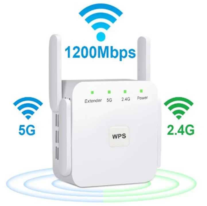 

Brand new high quality AC1200M WiFi Repeater signal amplifier router 5G high-power wall-passing extender for huawei b525, White