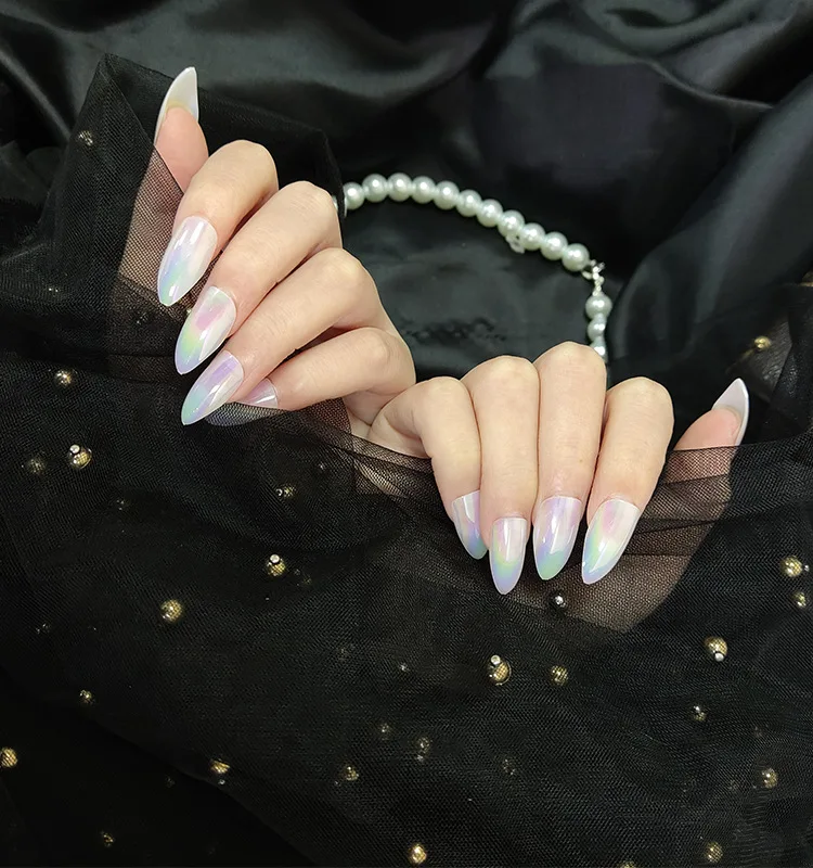 

New Arrival Long Style stiletto Symphony ombre water drop false nails set colorful press on nails stick on nails press