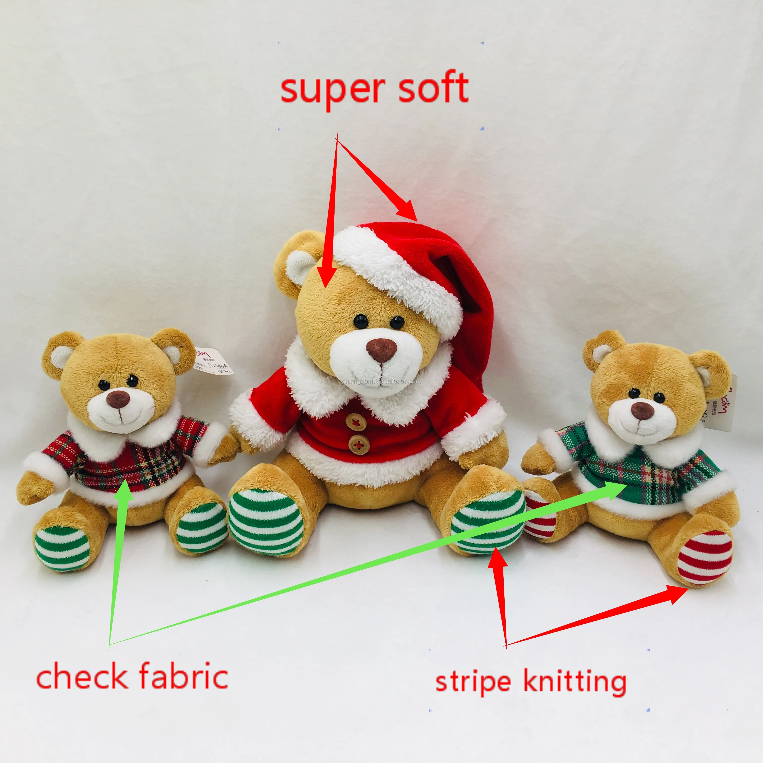 Christmas plush bear toy with clothes hat and scarf decoration gift