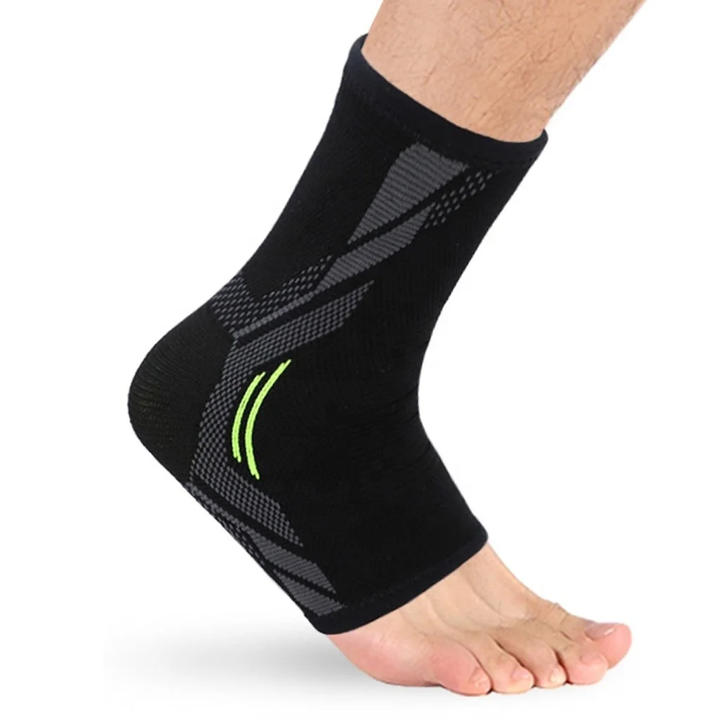 

Ankle Brace Compression Sleeve Sock Ankle Guard For Sports, Black/green/beige