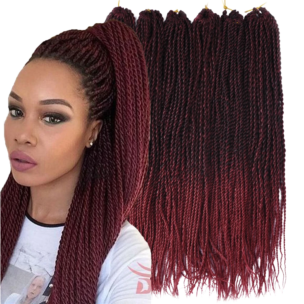 

30Roots 14" 18" 24" Senegalese Twist Hair Crochet Braids Ombre Synthetic Braiding Hair Extensions, 1b#,2#,4#,27#,30#,bug#,33#,bug