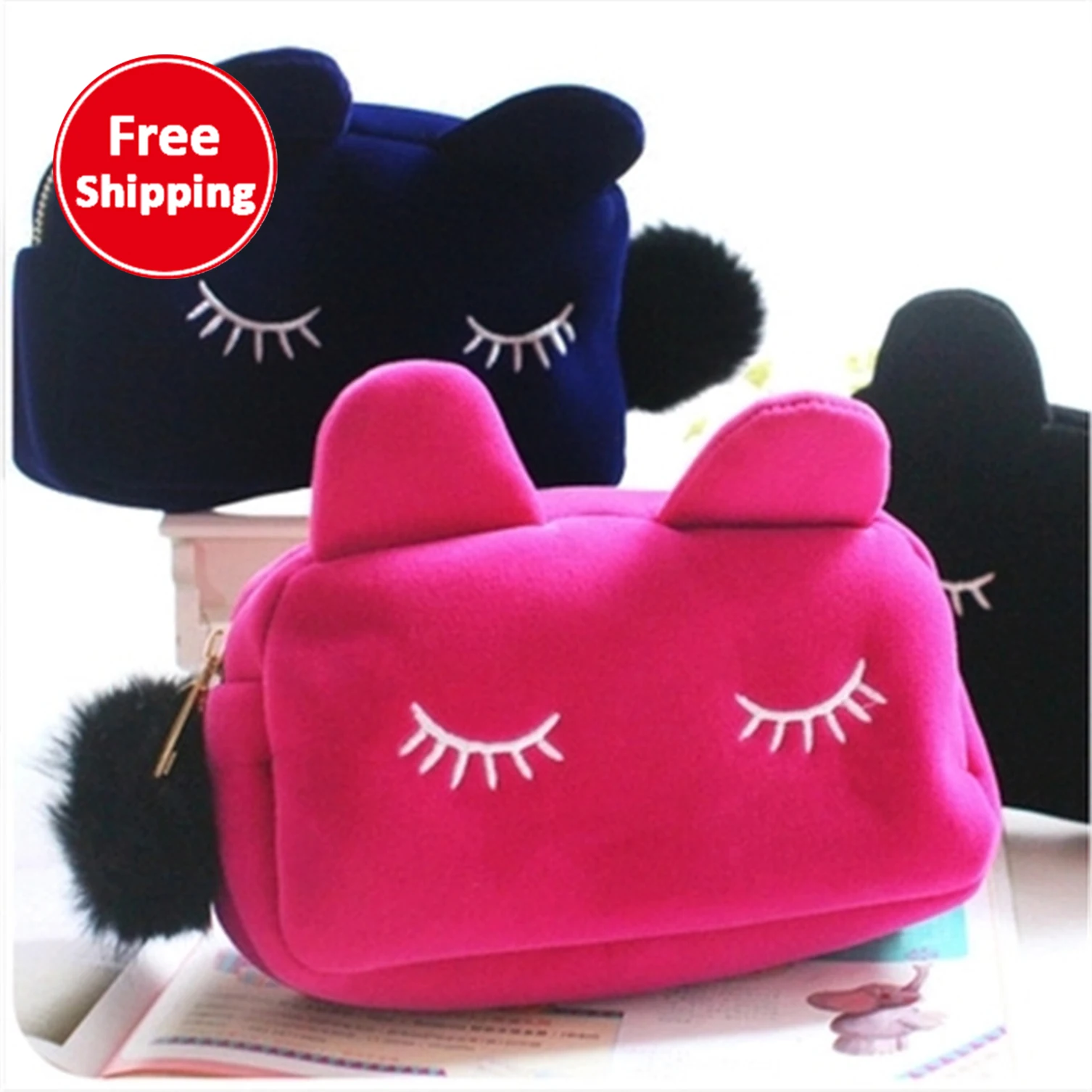 

Cheap new funky cute cat large-capacity women soft cosmetic bag