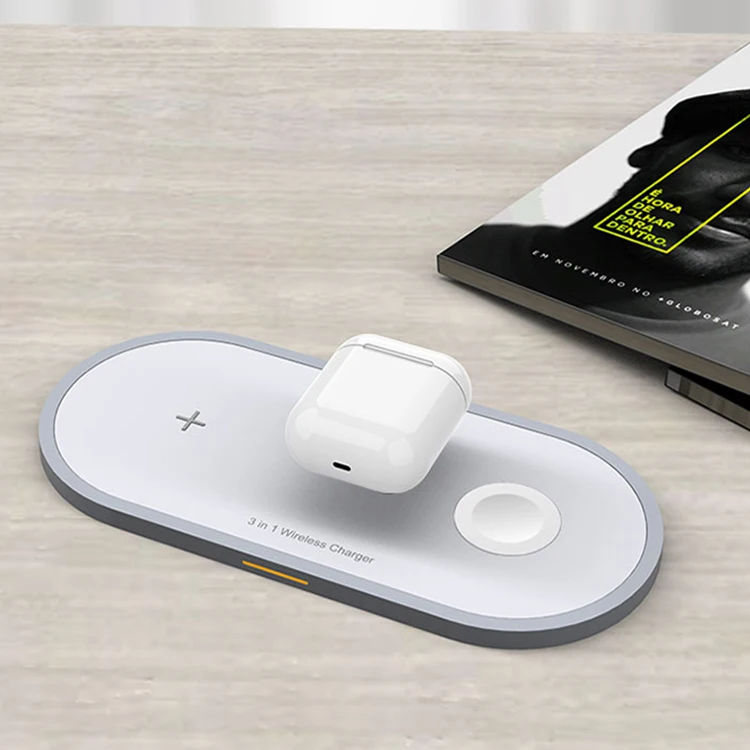 

3 in 1 Fast Qi Wireless Charger Pad, White