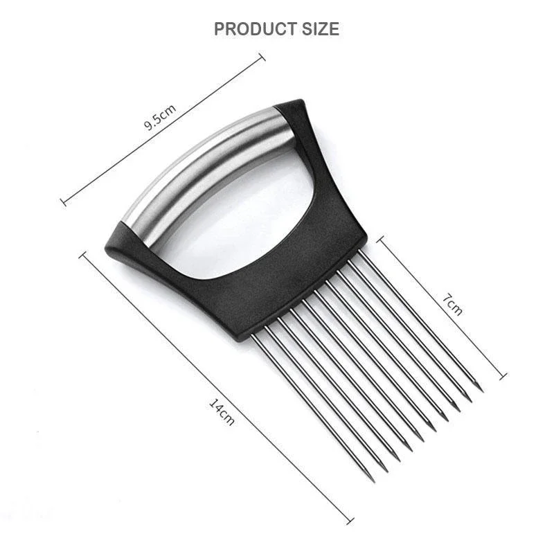 

DROPSHIPPING Holder Slicer Stainless Steel Onion Holder Cutter Food Slice Assistant For Onion Slicing Tomato Potato