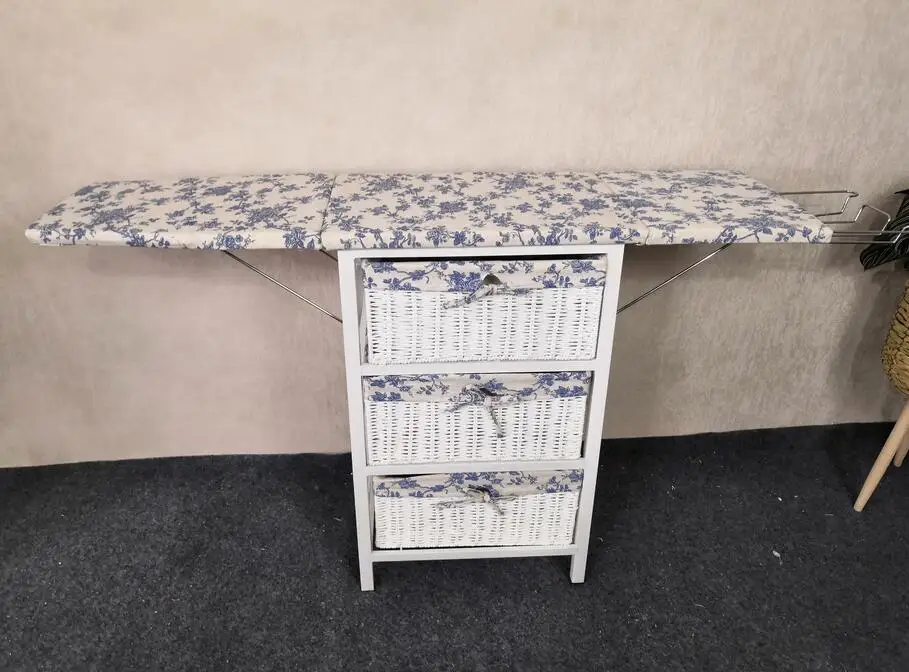 Metal Frame Folding Ironing Board Centre With Storage Baskets Chest Of