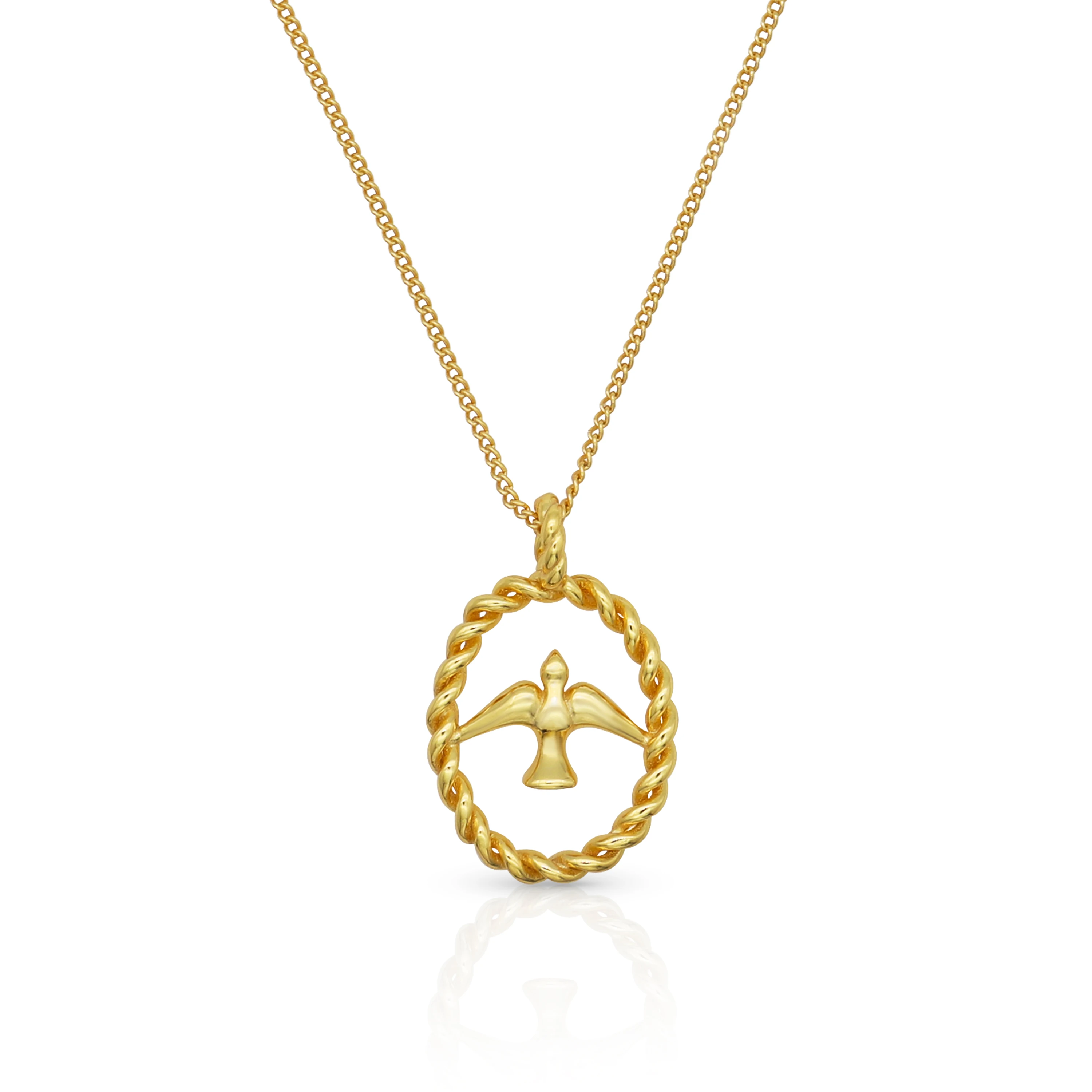 

Chris April vintage 925 sterling silver gold plated twist circle bird pendant necklaces