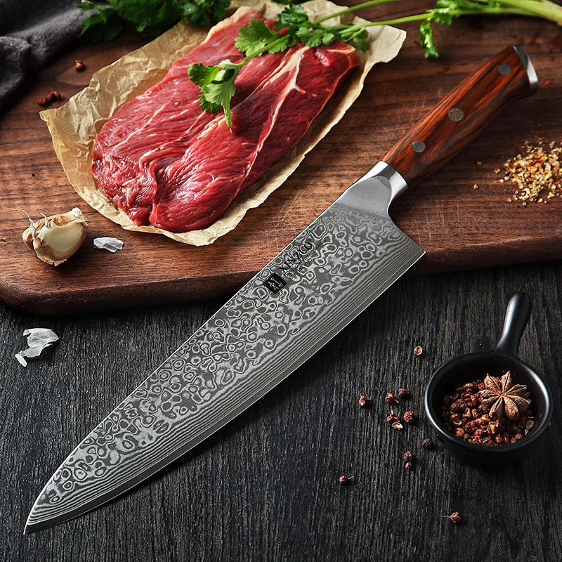 

10 inch high-end Japanese premium rosewood handle 67 layers Damascus steel kitchen chef knife