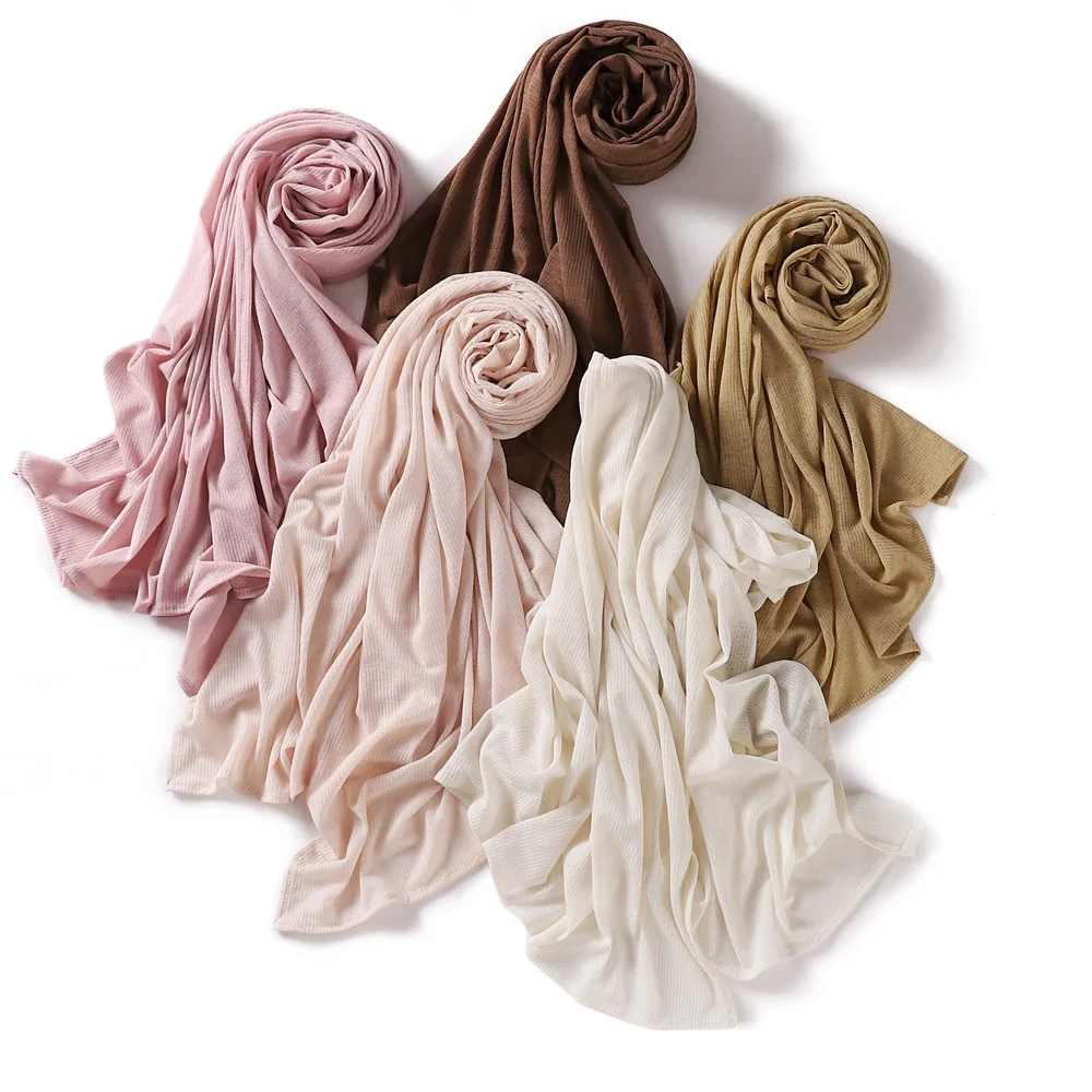 

Wholesale Solid Color Cotton Shawl Scarves Muslim Jersey Hijab Scarf For Women