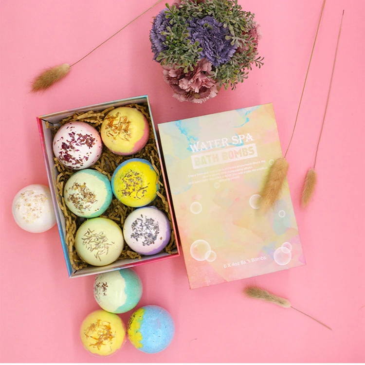 

Guangzhou skin care colorful christmas present freshing body butter bath fizzies bombs set
