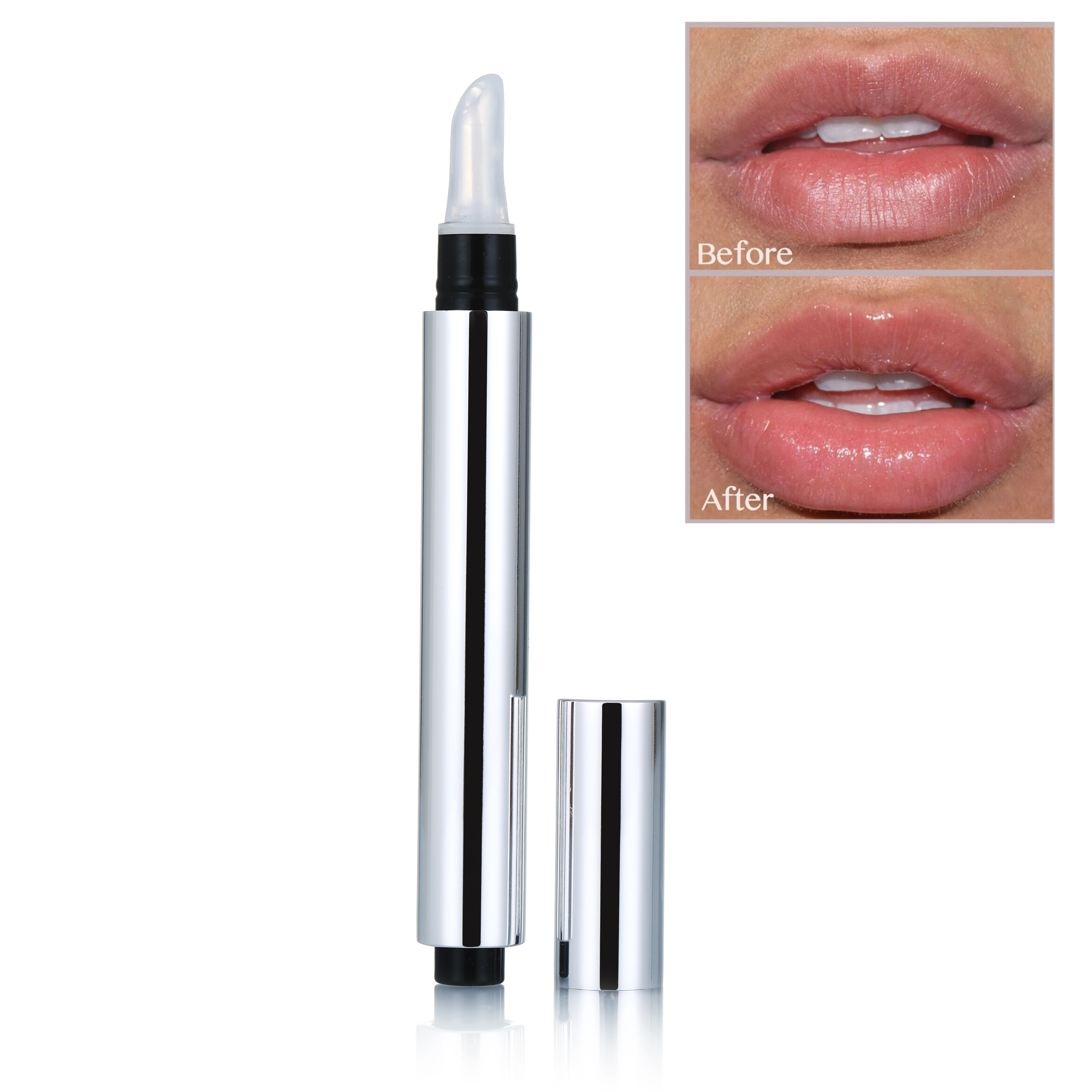 

Wholesale silvery makeup vegan lip plumper pen no logo private label, Transparent