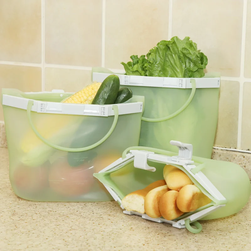 

2019 New Arrivals Food Grade Reusable Silicone Bag, Ziplock Silicone Food Storage Bag