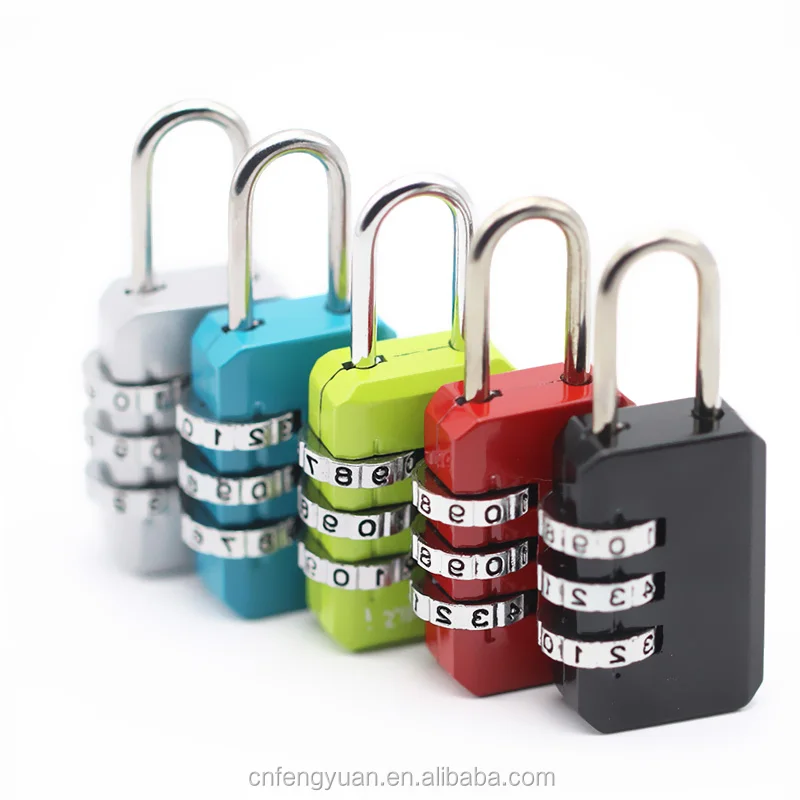 3 Dial Combination lock Resettable Padlock Boxes Lockers Suitcases Locks Red 