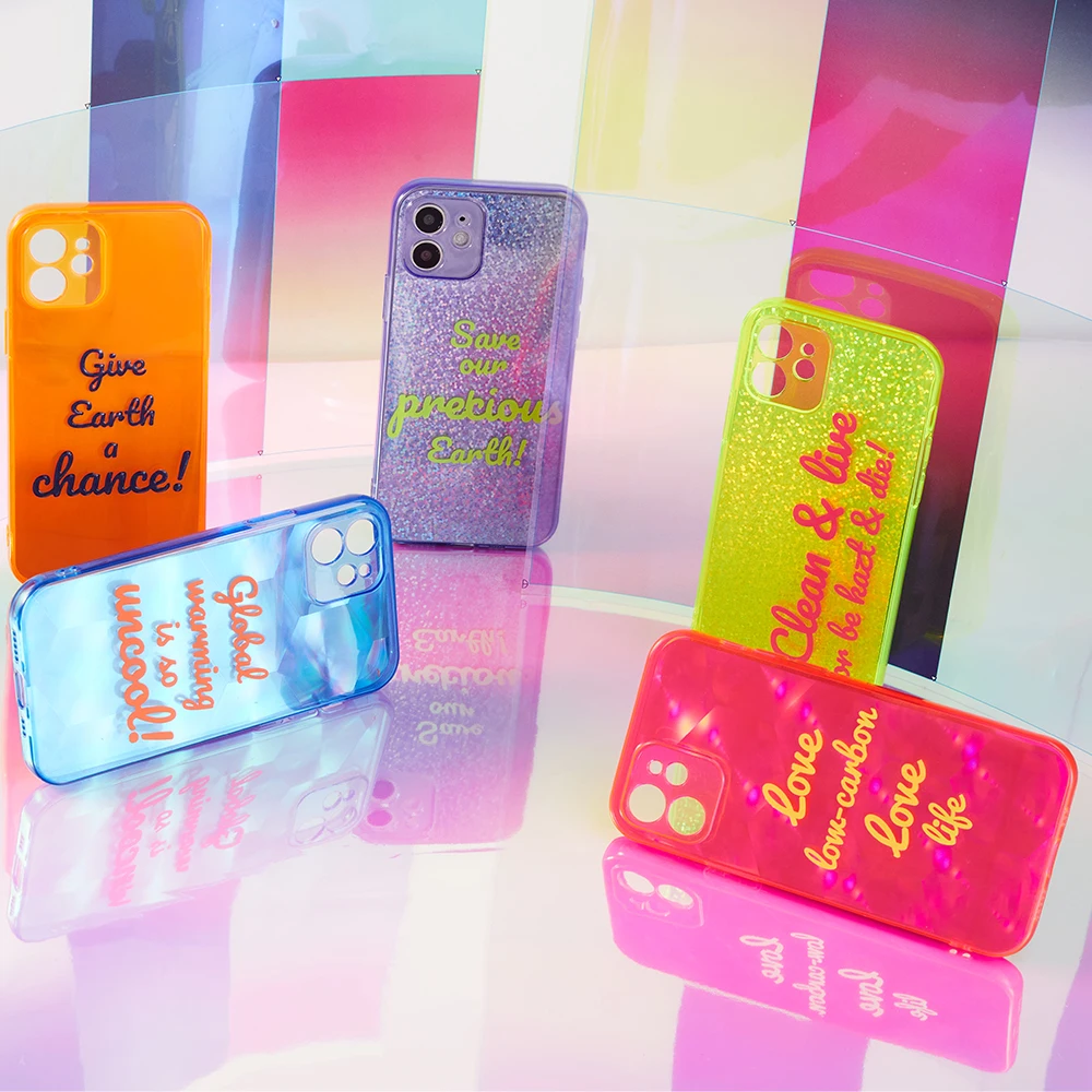 

For iPhone 12 Case Colorful Customized Design Thin TPU Fluorescent Neon Phone Case For iPhone Xs Max Xr 8 Plus Phone Cover, Multi