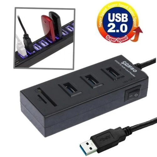 

Factory Price 2 in 1 USB 2.0 HUB TF SD Card Reader & 3-port USB HUB for Computer Laptop