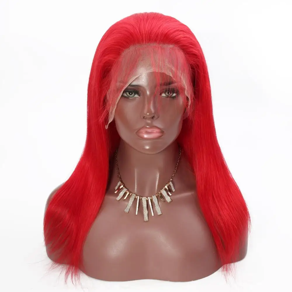 

New Arrival Straight red human hair wig affordable price 150 density remy hair red wig with baby hair.