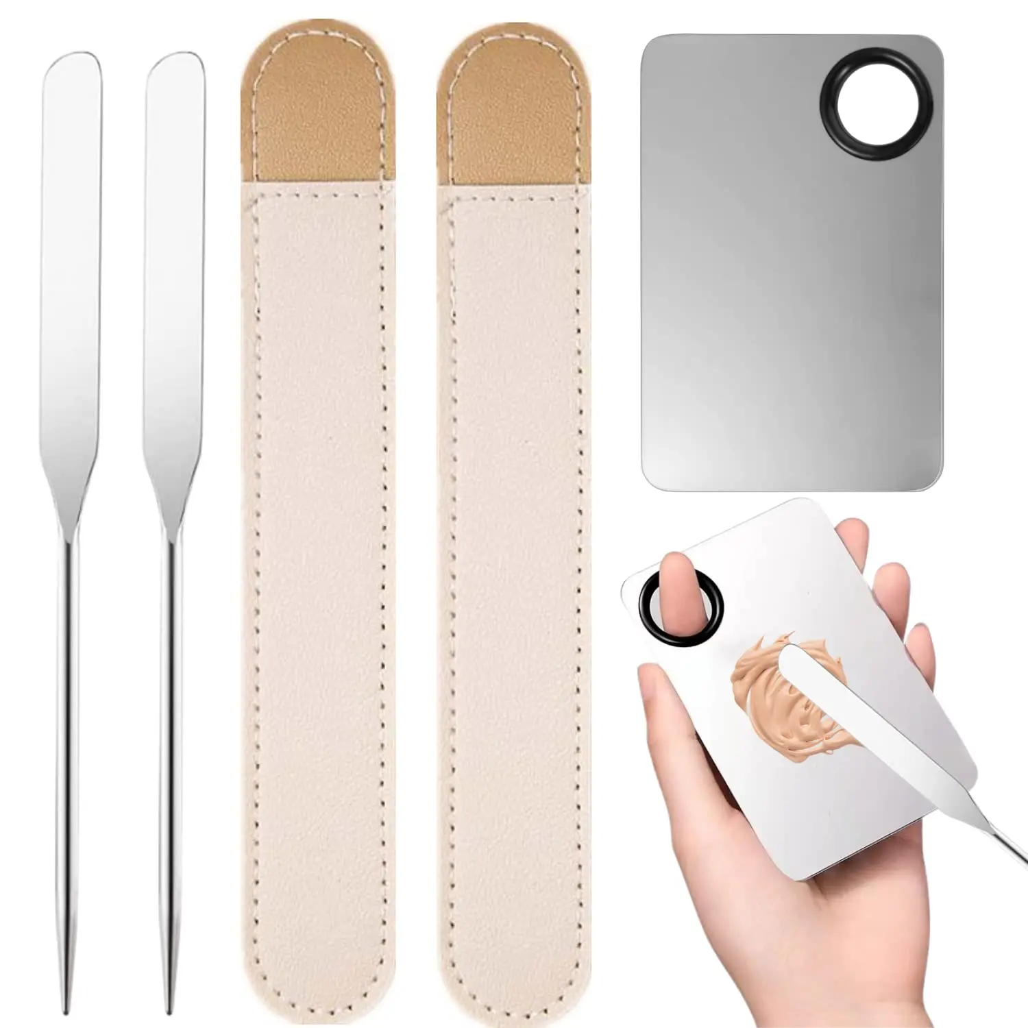 

5pcs Makeup Spatula Set Stainless Steel Make Up Palettes And Spatula Makeup Mixing Palettes Cosmetic Spatula Tool