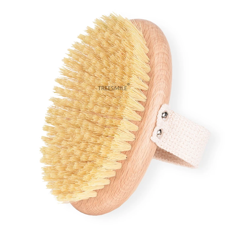 

TREESMILE All natural skin dry brush wood and sisal bristles massage body brush 100%natural custom logo factory high quality