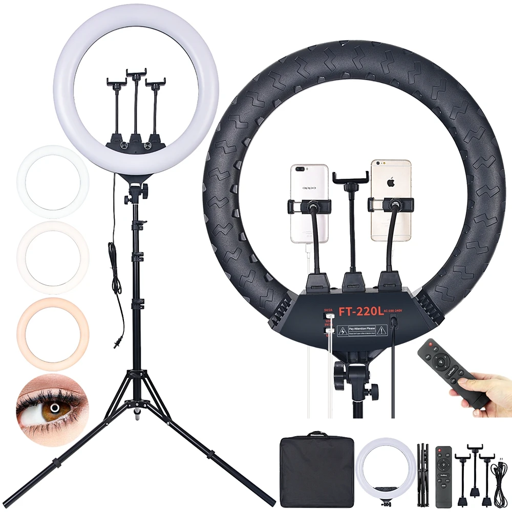 

FOSOTO FT-220L Big Cheaper Photographic Lighting 80W 3300-6500K 22 inch ring light with tripod stand