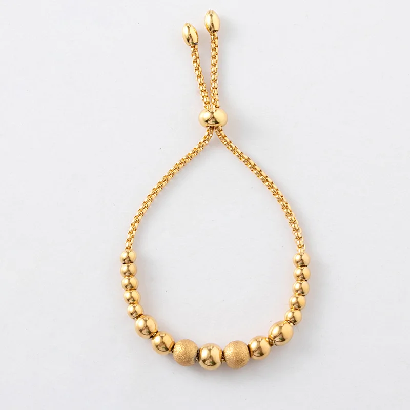 

2021 New Arrival Adjustable Stainless Steel Matt Round Beaded Bracelets
