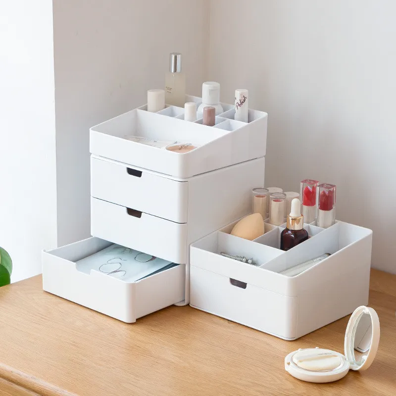 

Organizer Drawers Plastic Cosmetic Storage Box Jewelry Container Desktop Make Up Case Makeup Brush Holder Organizers