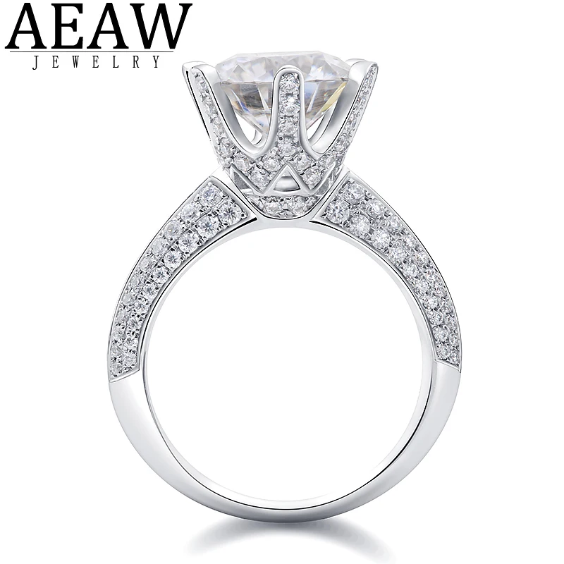 

AEAW 14K White Gold Ring 3ct Round Cut DF Color Moissanite Diamond Ring Party Engagement Anniversary jewelry Women Ring WIth GRA