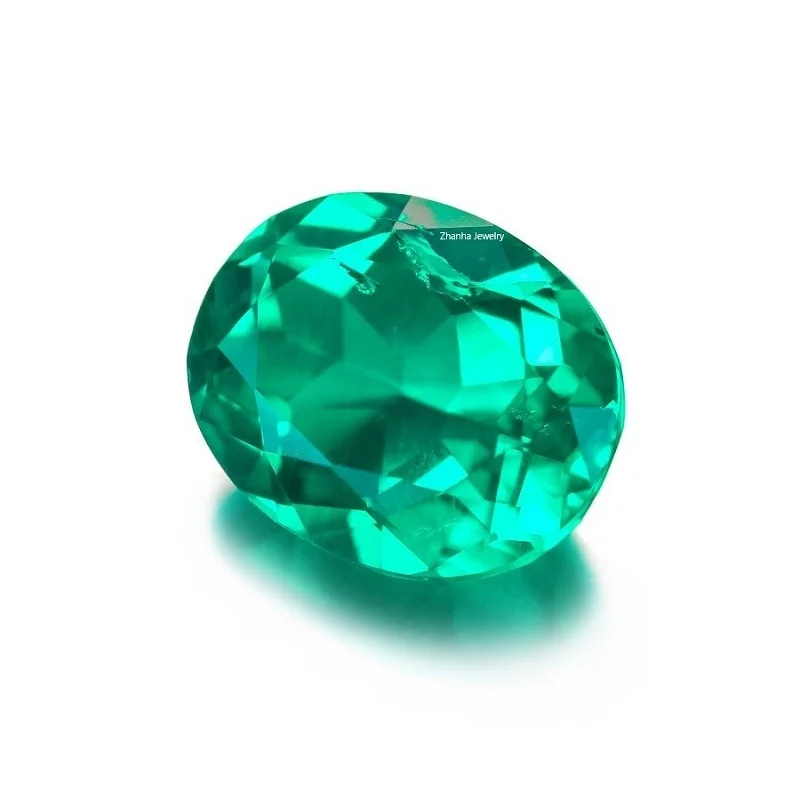 

Lab grown gemstone for emerald green mermaid dress cut from rough Colombian Emerald stone