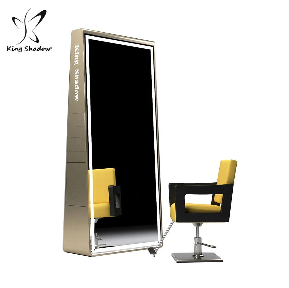 

Barbershop mirror furniture led metal salon styling mirrors stations with storage