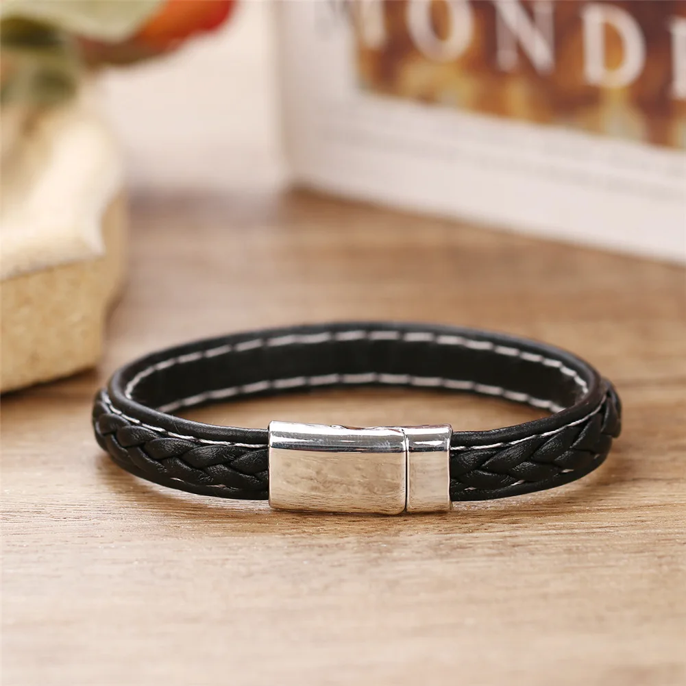 

Woven Men's Simple Fashion Women's Wide Leather Comfortable Leather Bracelet