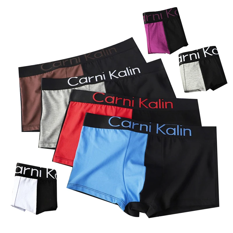 

Wholesale pure color Mosaic men's boxers cotton breathable men's underwear