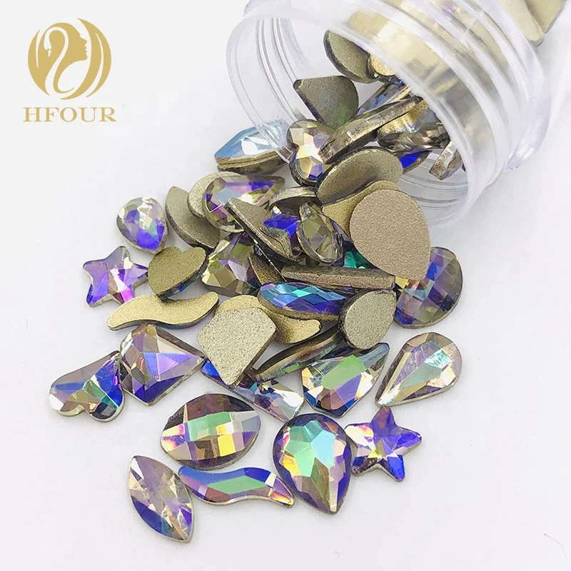 

Mixed Shape Flatback Nail Rhinestone, Ab color,crystal ab