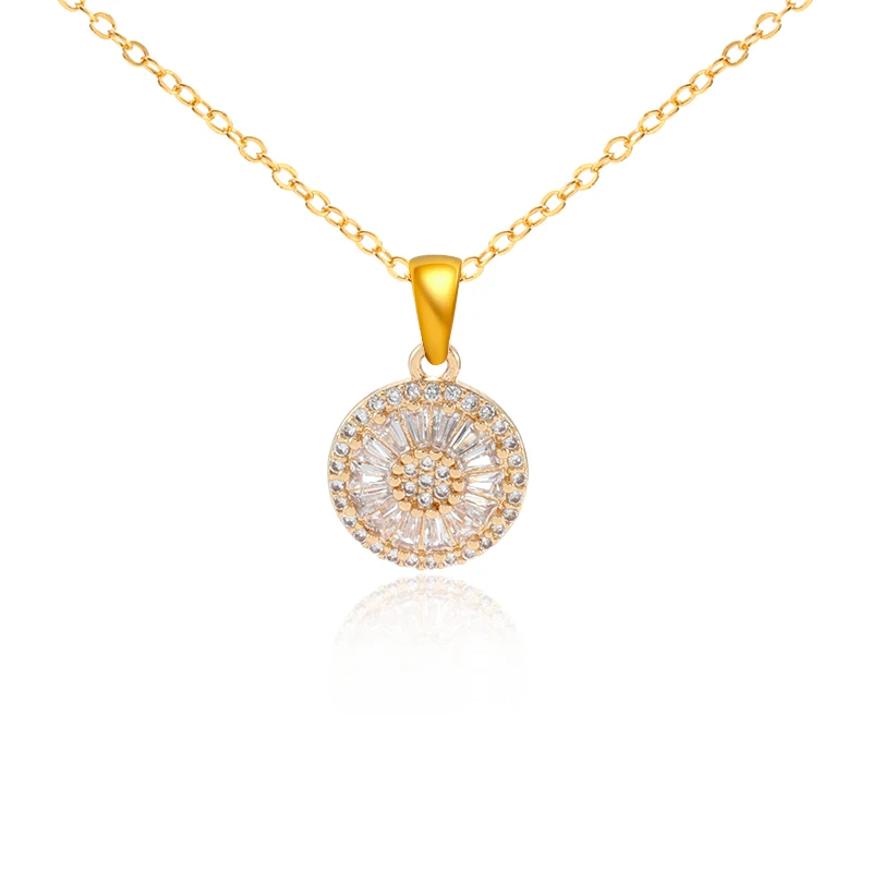 

2021 Fashionable Gold Plated Charm Jewelery Necklace Round Pendant For Women