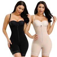 

Dropshipping Adjustable Hooks And Zipper Full Slimming Tummy Control High Waist Girdle Spandex Shapewear