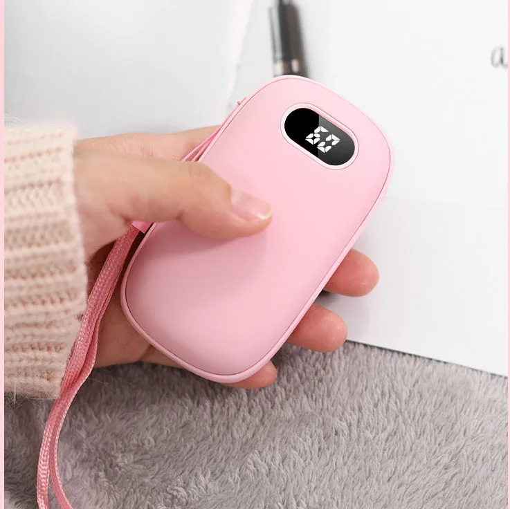 

Rechargeable Hand Warmers Power Bank Quick Charge USB Electric Hand Warmer Reusable with LED Display, White pink orange green