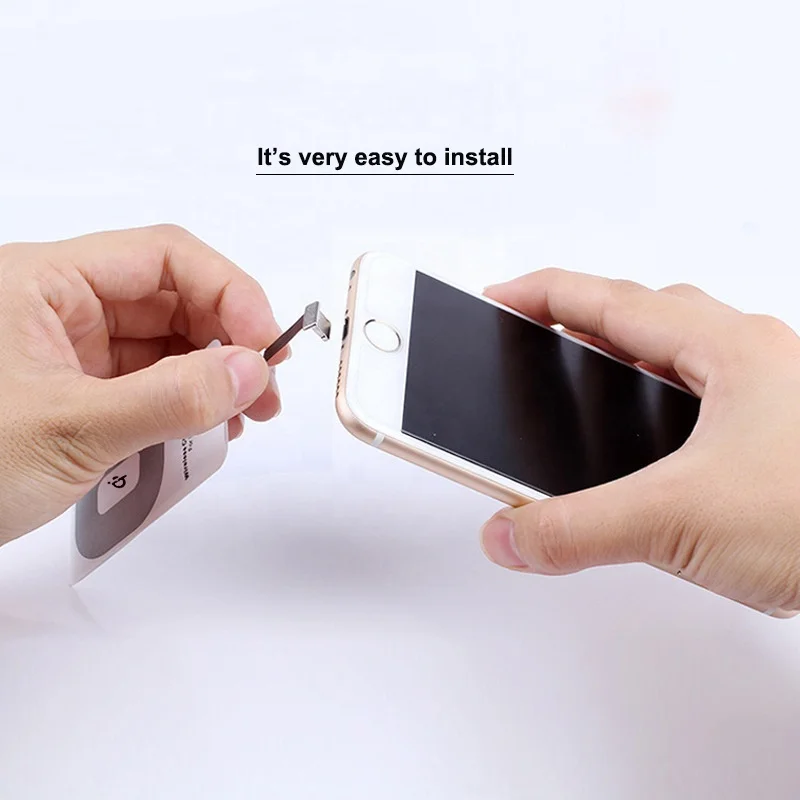 
5V 1A Micro USB Black Qi Charger Adapter Wireless Receiver Pad For Android / IOS Phone Charging 