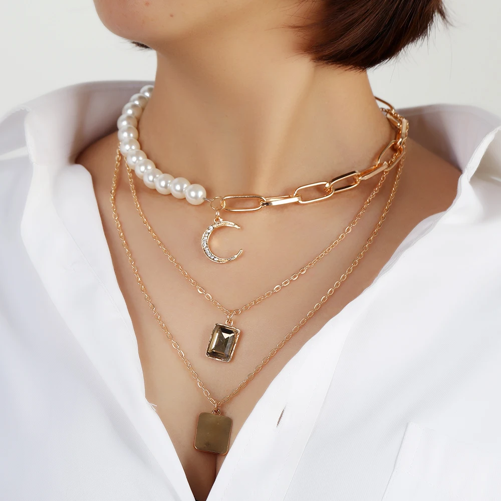 

fashion gold pearl gold necklace designs with price for women wholesale N2010176