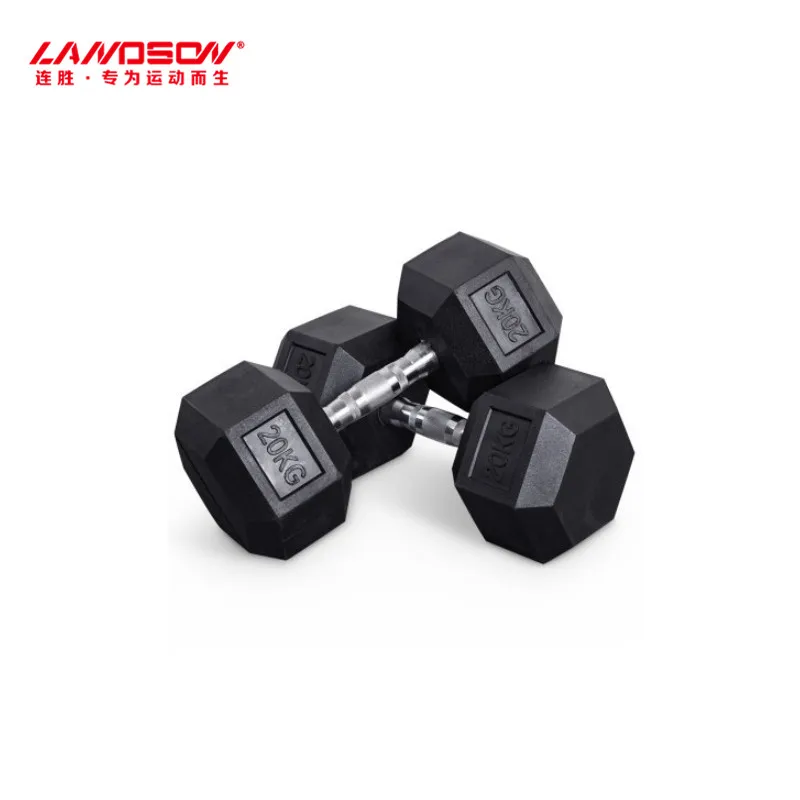 

China Equipo De Barra Para Pesas Rusa Hexagonales 20kg Steel Rubber Encased Hex Dumbell Fixed Coated Dumbbells, Optional