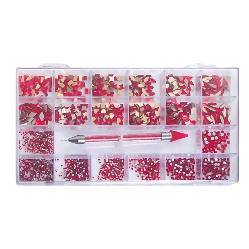 

21 Grid Crystals Diamond Rhinestone Nail Box Display For Nails