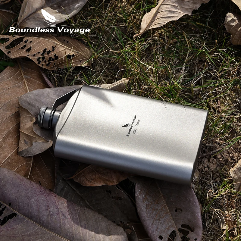 

Boundless Voyage Titanium Ultralight Hip Flask Portable Wine Bottle with Funnel Camping Picnic Pocket Whiskey Flask, Silver