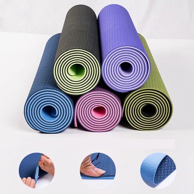 

Wholesale natural yoga mat 6mm thickness, Purple, violet, pink, blue, black, green, turquoise or customized