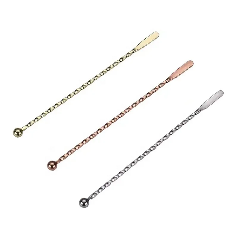 

Stainless Steel Coffee Beverage Stirrers Stir Drink Cocktail Swizzle Stick with Small Rectangular Paddles Multicolor, Silver, gold, rose gold